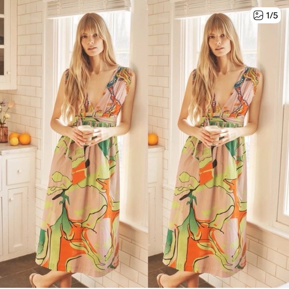Anthropologie Roopa Pemmaraju Nerida Women's Midi Dress